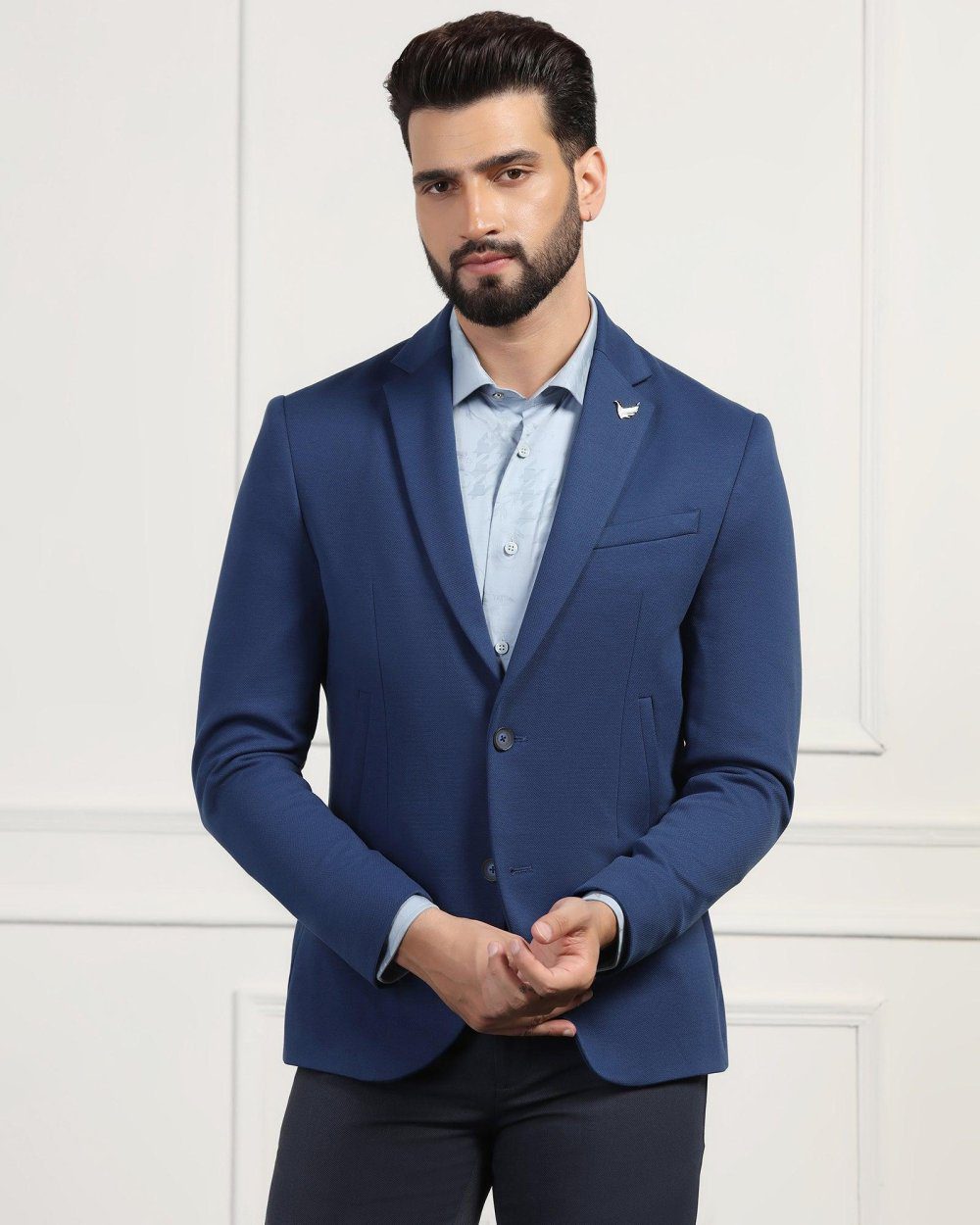 Navy Jacket Texture Formal Navy Textured Blazer - Elevate - Karma Kaizen - Indulge In The ...