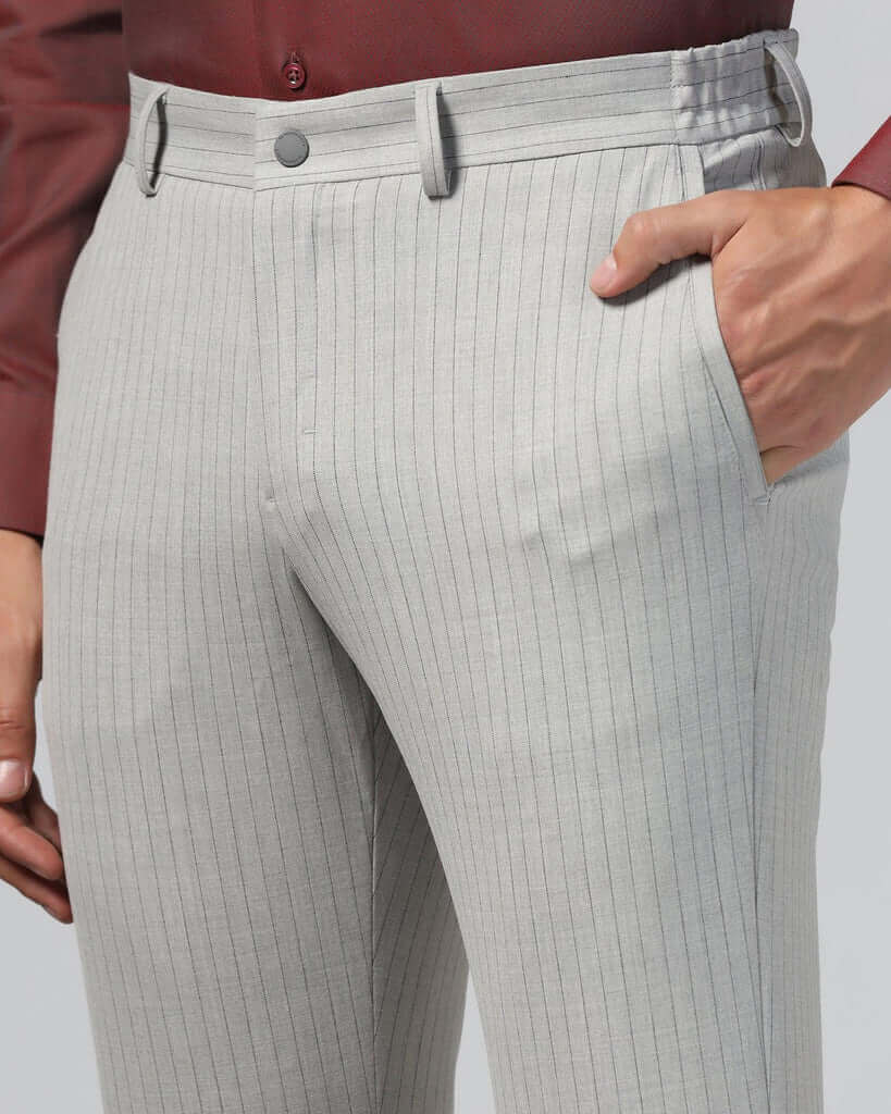 Phoenix Slim Fit Light Grey Stripe Trouser - Image 3
