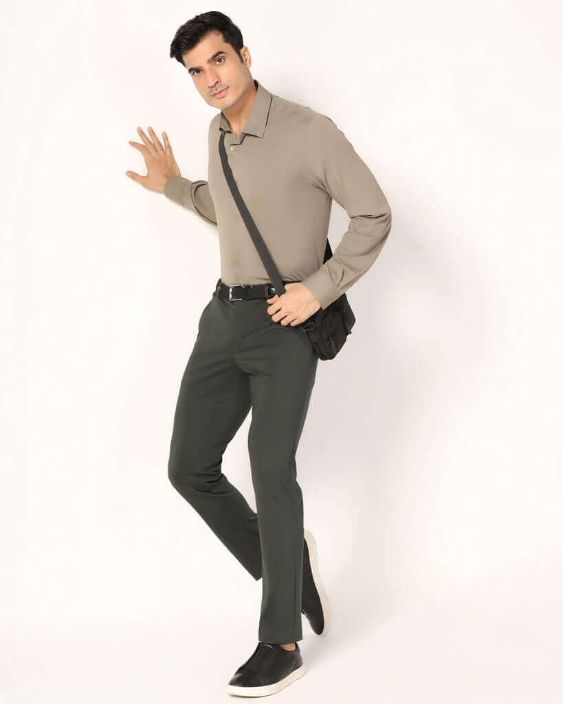 TechPro Slim Fit Green Formal Trouser - Image 3